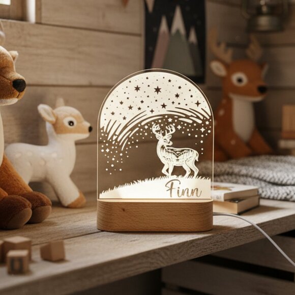 Custom Deer Night Light – Personalized LED Lamp for Kids Room - Picture 8 of 8